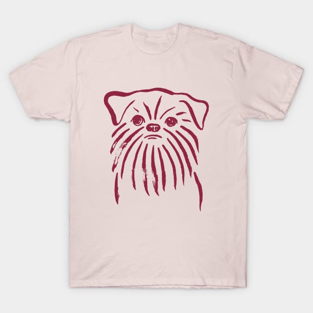 Brussels Griffon (Pink and Burgundy) T-Shirt by illucalliart